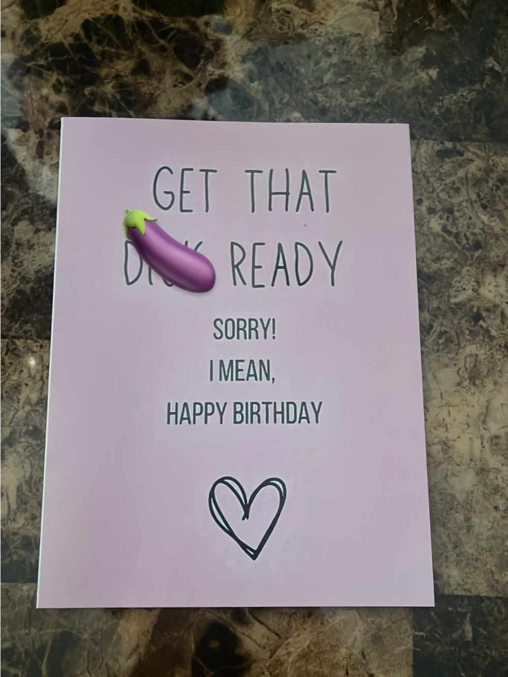 SHEIN Pink Humorous Birthday Card with Black Text